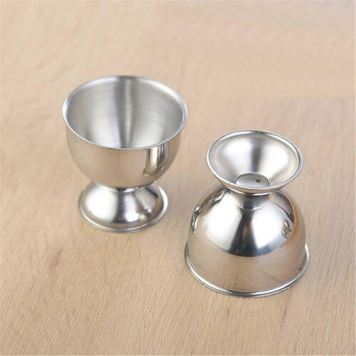 (Silver) Egg Cups Set Stainless Steel Soft Boiled Egg Cups Holder Stand Egg Cup Tray Include 4 Eggs Kitchen 1