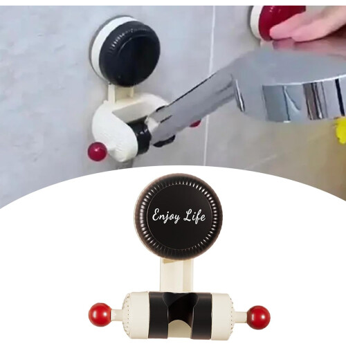 2X Wall Mounted Adjustable Shower Head Holder, Universal Suction Bracket Fits Most Handheld Models 1
