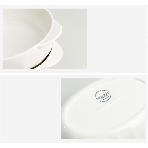 Ceramic Baking Dish with Handles Oval Large Capacity for Lasagne Pie Casserole 1