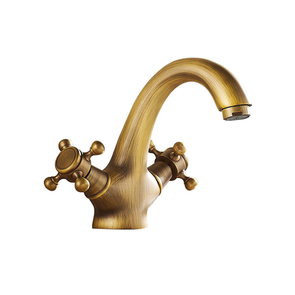 Bathroom Sink Faucet With Double Handle Antique Brass, Hot And Cold Water Mixer Tap For Kitchen Or Vanity 9099447464941