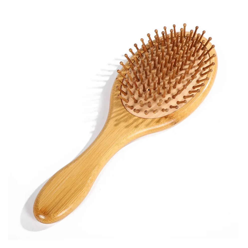 Large Bamboo Hair Brush and Wide Tooth Comb Set for Detangling and Gentle Scalp Massage
