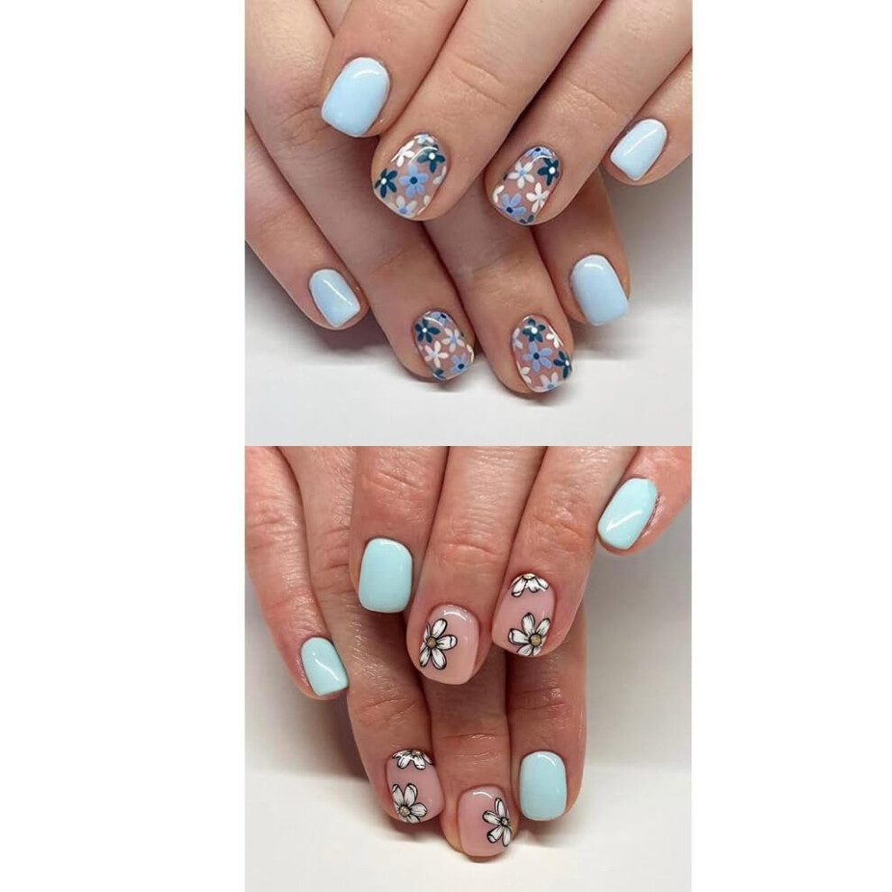 48Pcs Square Press On Nails Set with French Tips, Acrylic Fake Nails, ReadytoWear Designs