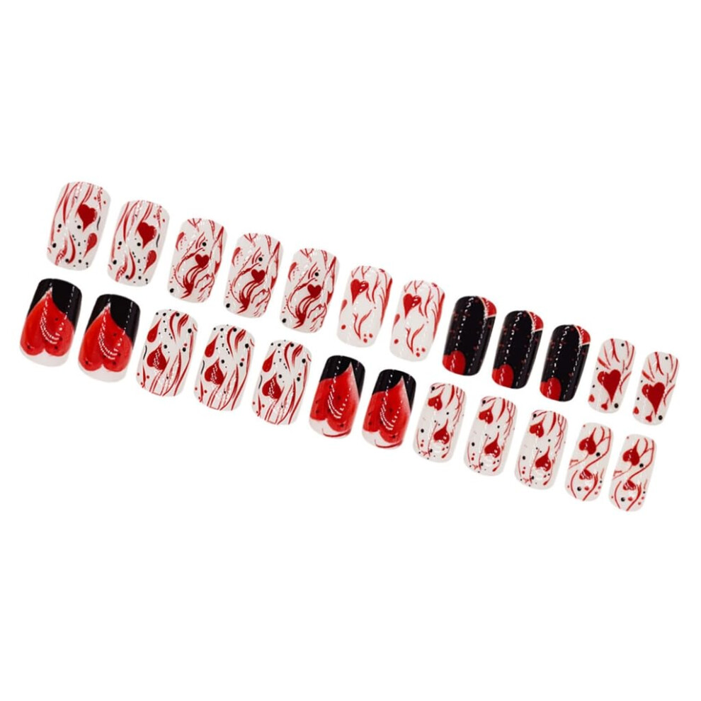 24Pcs Square Press on Nails French Tip Fake Nails Set Durable GlueOn ReadytoWear Designs