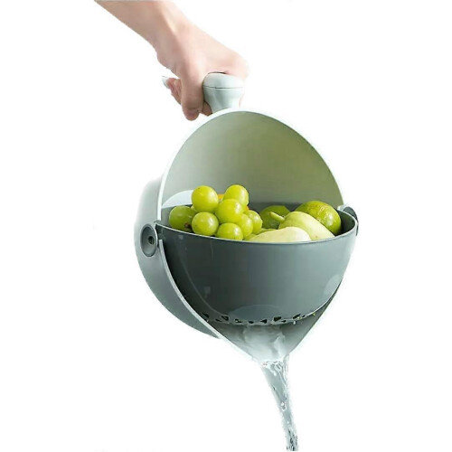 Multifunctional Colander 2-in-1 Plastic Kitchen Strainer Bowl Drain Basket Colander   (Green)   -Yx