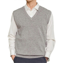 (2XL,Grey)Loose Warm Sleeveless Sweater Vest for Men, V-neck Pullover