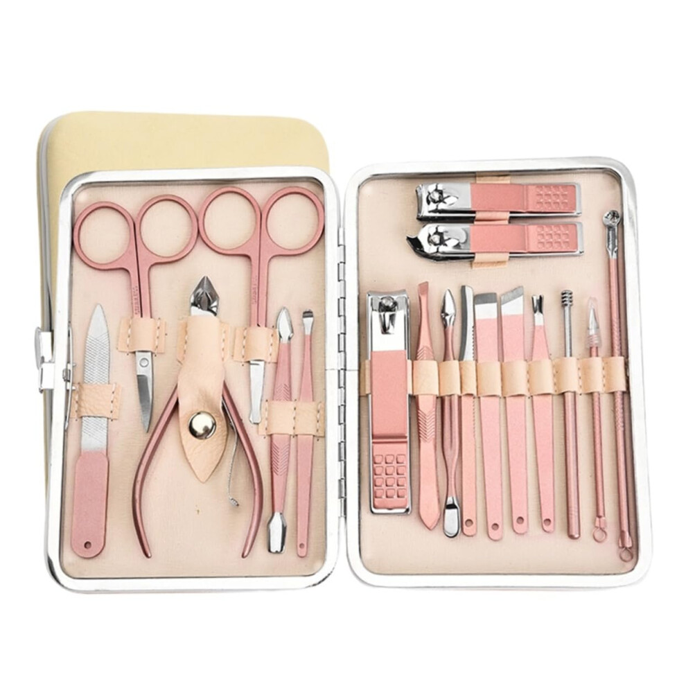 Gold Rose Nail Clipper Set With Builtin File, 18Pcs Manicure Pedicure Kit For Fingernails And Toenails