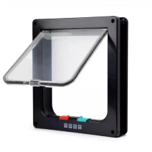 Cat Door with 4Way Locking Magnetic Flap for Small Dogs and Cats, Indoor or Window Use, Black