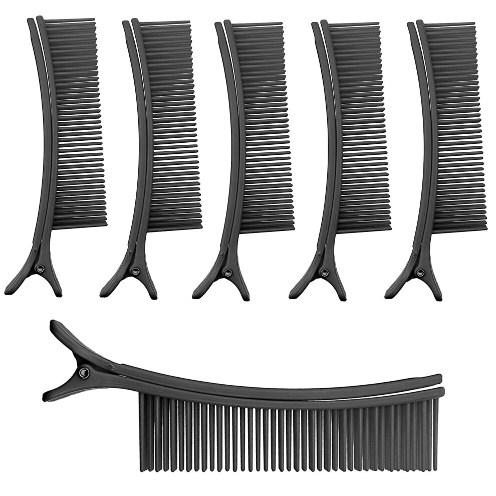 Unisex Black 6 Pack Alligator Hair Clips With Secure Antislip Grip For Styling, Cutting And Coloring