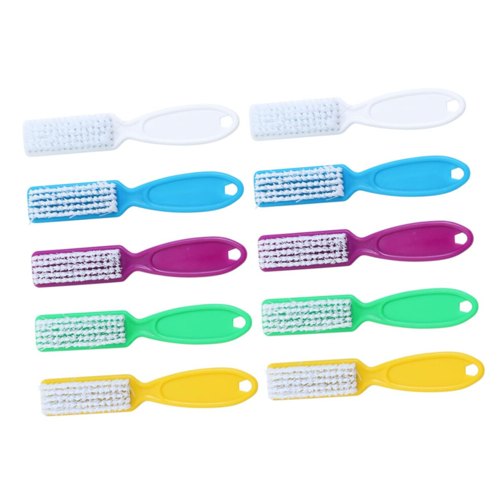 10Pcs Nail Cleaning Brush with Long Handle for Manicure Pedicure and Nail Art Dust Removal