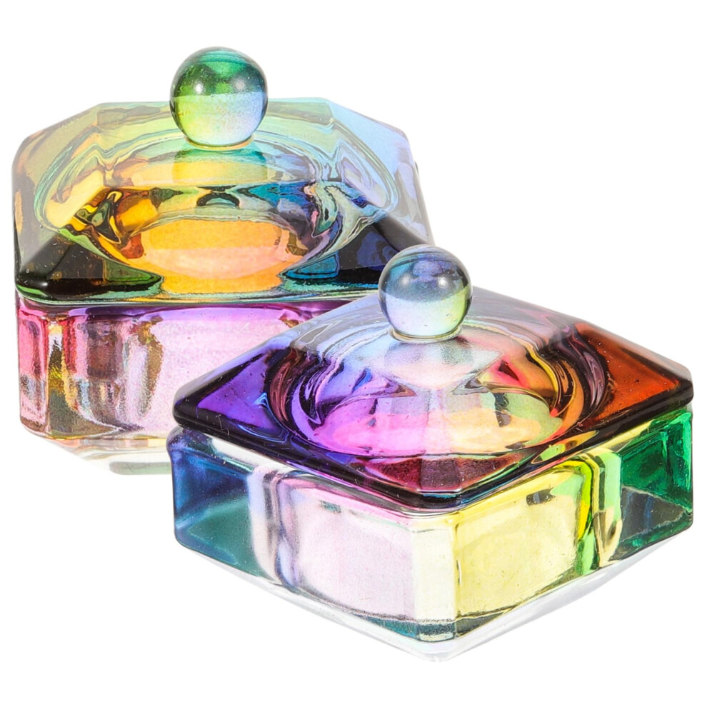 2pcs Glass Dappen Dish with SpillProof Lid for Acrylic Nails and Nail Liquid Holder Manicure