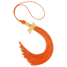 Graduation Tassel 2025 with Gold Year Charm and Metal Buckle, Orange Polyester Cap Accessory