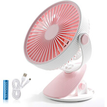 Genopladelig bordventilator til rejser, Oscillerende ventilator med justerbar vinkel, Batteridrevet, stille, bærbar ventilator, Aftageligt låg,