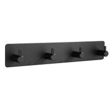 Support mural noir mat, crochets auto-adhésifs en acier inoxydable pour une application sur surface lisse, installation facile et support robuste