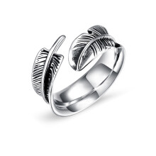 Accessori moda per amanti dei gioielli, anello con piuma anallergico con fascia aperta regolabile, anello punk con design ad ala, gioielli vintage