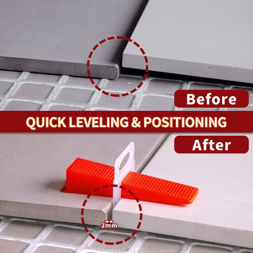Diy Tiles Leveler For Professional Ceramic Tile Installation, Innovative Tile Leveling System Ensures Consistent Surface, Resilient Plastic Clips 2