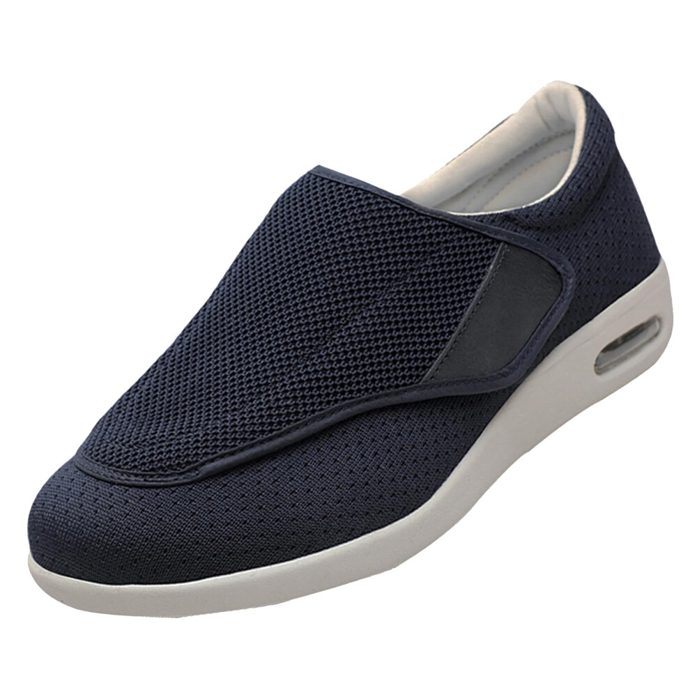 Diabetic Shoes with Adjustable Forefoot Straps and Air Cushion, Wide Fit Sneakers for Swollen Feet 7.5 UK Blue
