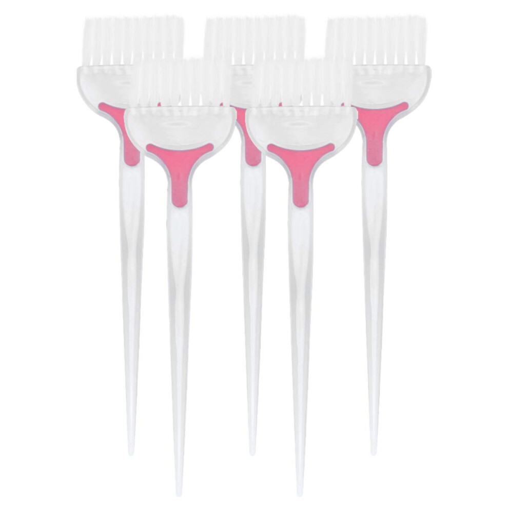 Pink Hair Dye Brush Set 5Pcs Soft Bristles For Precise Color Application, Salon And Home Use,