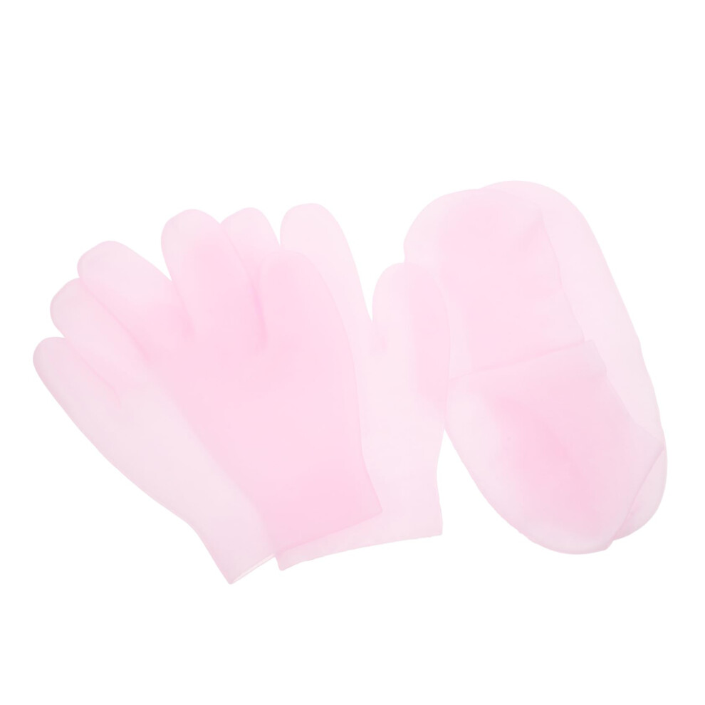 Moisturizing Gel Socks and Spa Gloves Set with Essential Oils for Dry Cracked Feet and Hands