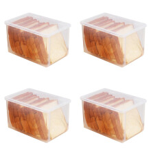 Bread Storage Containers Airtight Plastic Set of 4 Clear Loaf and Cake Keeper for Fresh Bakery