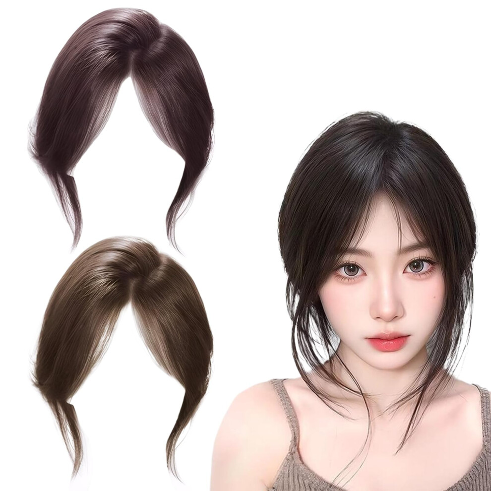 Unisex Brown Hair Toppers For Women With Thinning Hair, Clip In Bangs, Synthetic 360 Wig, And Light