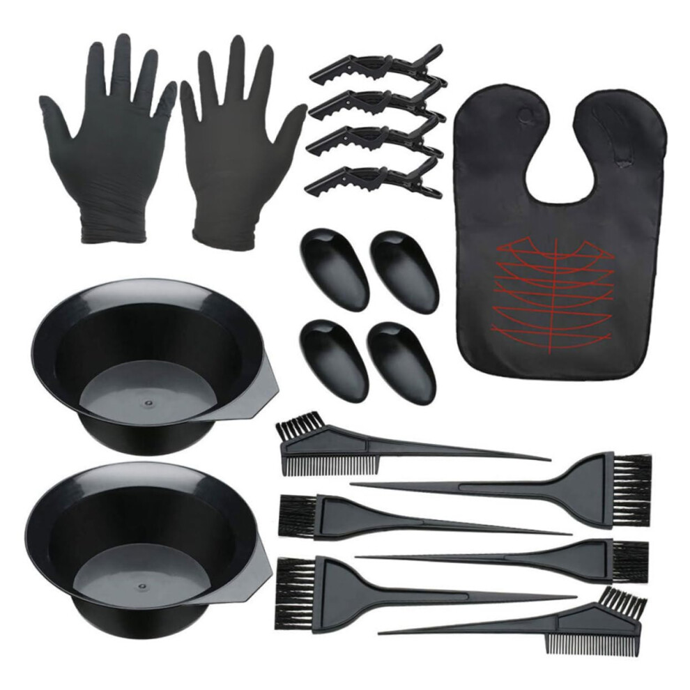 19 Piece Hair Dye Tool Kit with Brush Bowl Cape for Home and Salon, Precise and Even Application