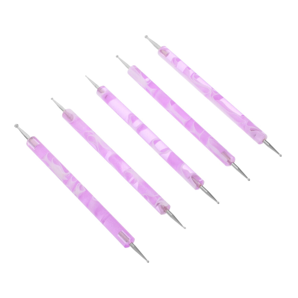5pcs Double Ended Nail Art Dotting Tools Set with Multiple Tip Sizes for Precise Salon and DIY Use
