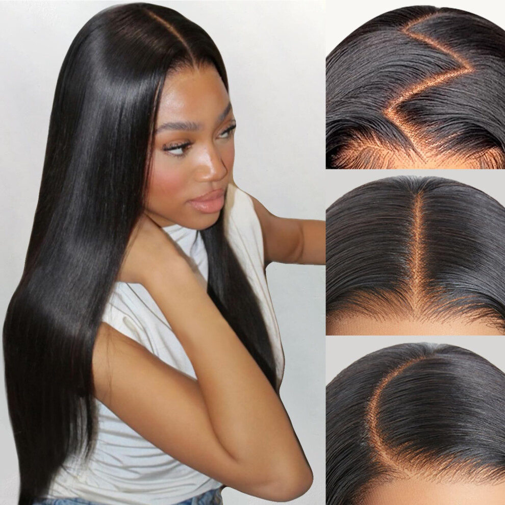 Unisex 32 Inch 13X6 Hd Lace Front Human Hair Wig, Preplucked Glueless Brazilian Virgin Hair, 180% Density
