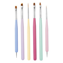 6pcs Dual Ended Nail Art Pens and Brushes Macaron Style Set with Ergonomic Grip for Manicure
