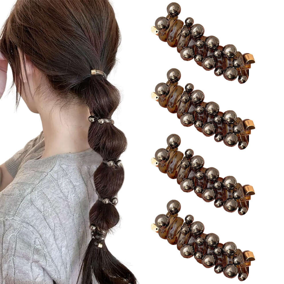 Unisex Black Spiral Hair Ties No Damage Hair Coils For Thick Hair Slip Resistant Ponytail Holders 4Pcs