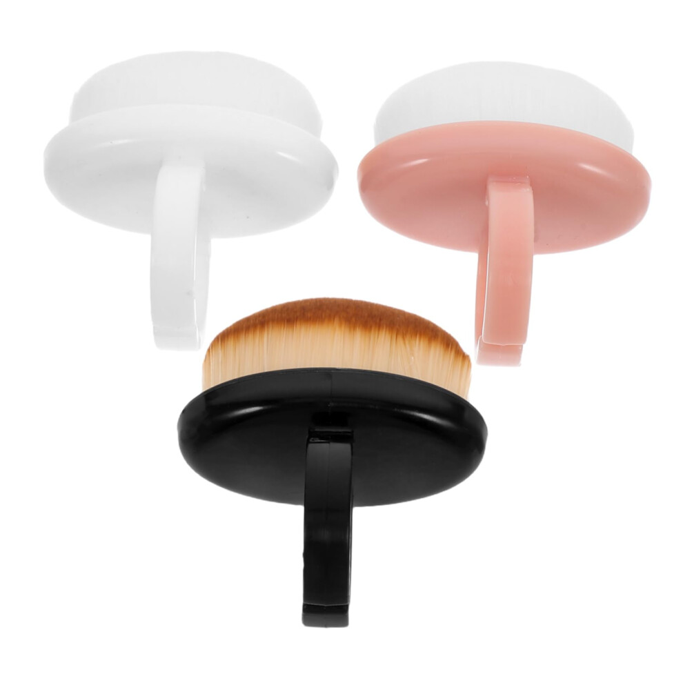 White 3Pcs Soft Bristle Nail Dust Brush For Manicure Cleaning, Compact Travel Size