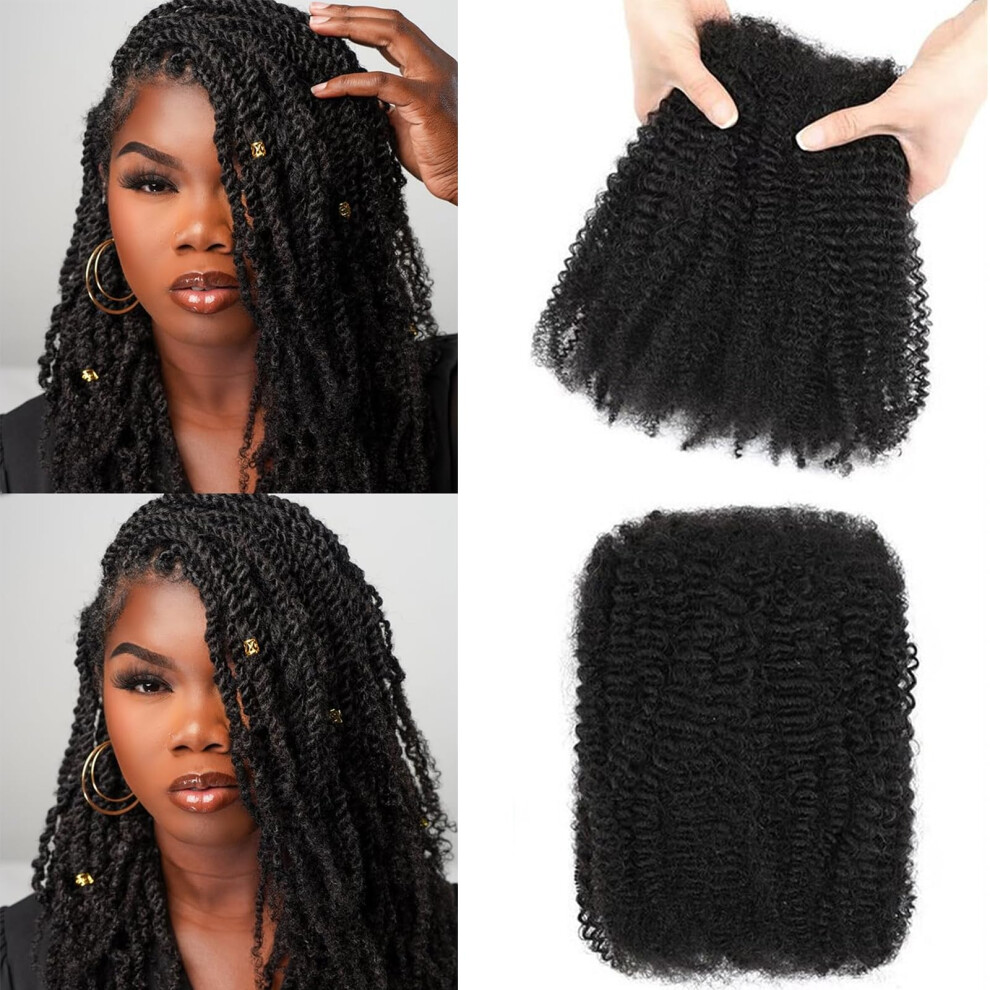 Unisex Black Afro Kinky Human Hair Bulk 18 Inch Natural 100% Human Hair For Braiding And Loc