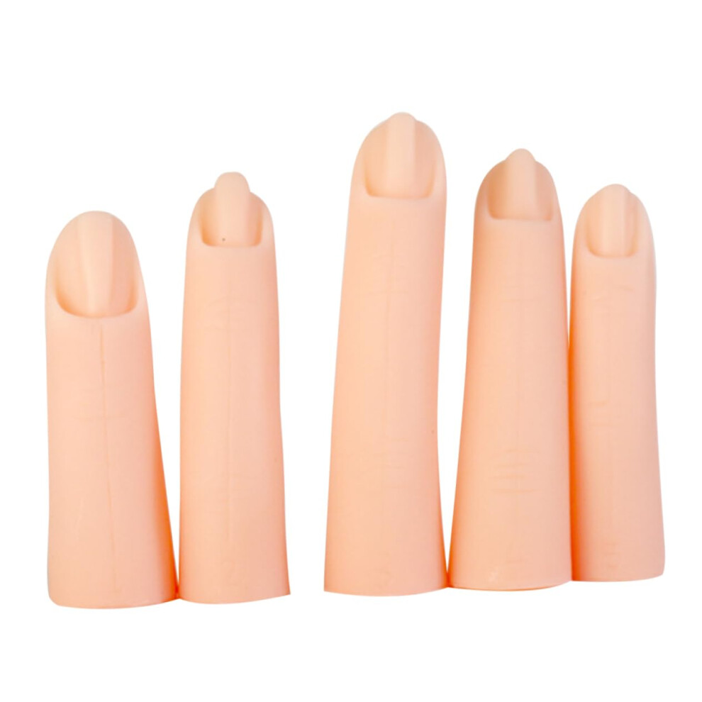 Fake Practice Nails 5pcs Realistic Silicone Practice Finger for Nail Art Manicure Training Model