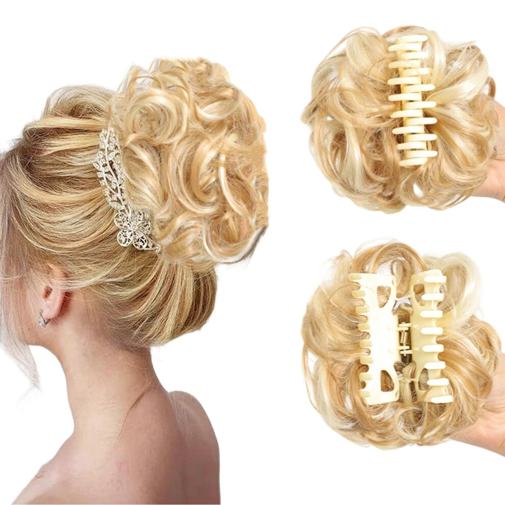 Unisex Messy Bun Hair Piece With Claw Clip, Wavy Curly Bun Extension For Women, Fuller Natural Volume