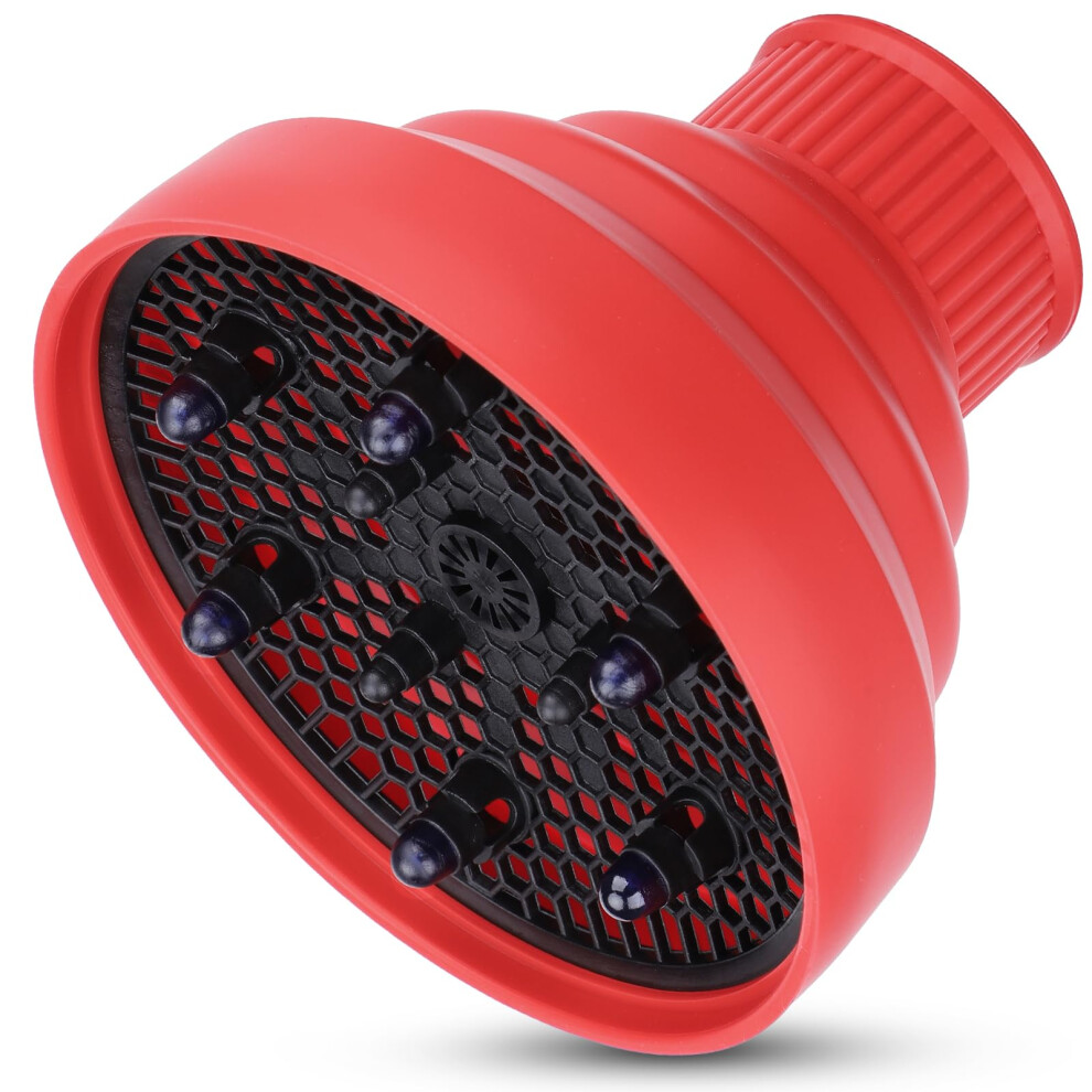 Red Collapsible Silicone Hair Dryer Diffuser For Curly Hair, Foldable Heatresistant Travel Attachment