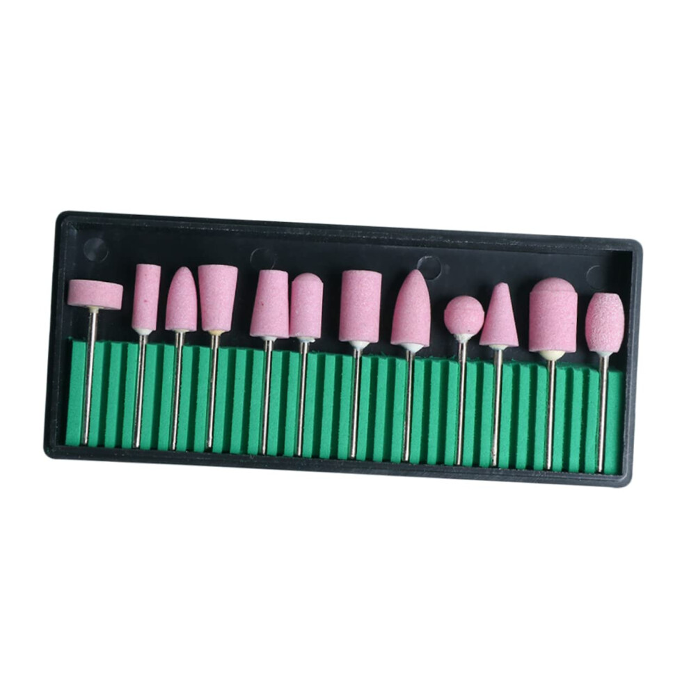 12pcs Stainless Steel Nail Drill Bits Set for Professional Manicure and Nail Art Polishing