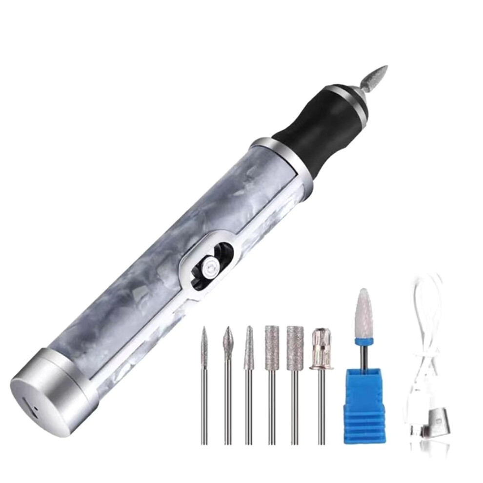 Blue Electric Nail Drill 20000Rpm Rechargeable Cordless Nail File For Acrylic Gel With Grinding Heads