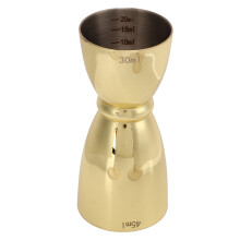 Cocktail Jigger for Bartending, Elegant Gold-Plated Stainless Steel Double Jigger with Internal Marking Lines for Precise Measurement