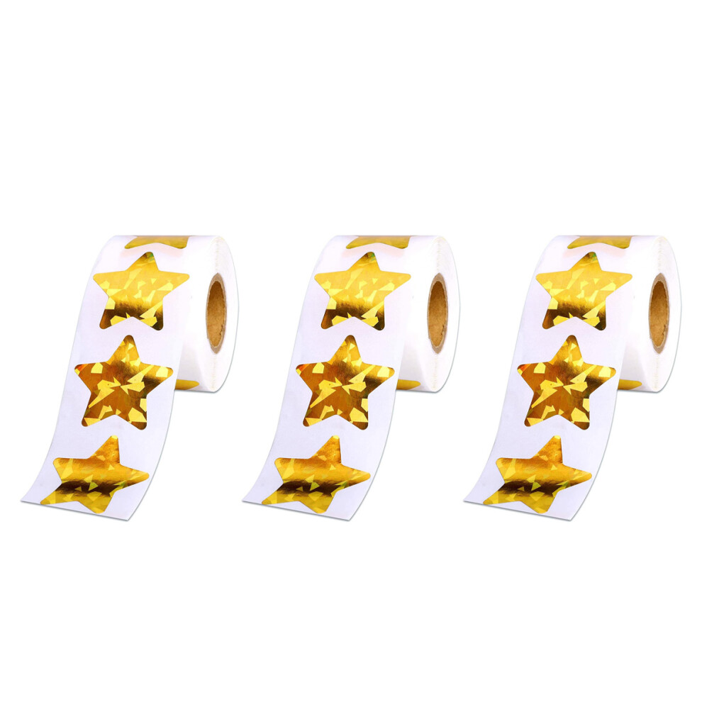 Holographic Star Stickers, Perfect For Teachers Supplies, 1500Pcs Self Adhesive Metallic Foil Reward Stickers, Ideal For Recognition Gold 9340258991868