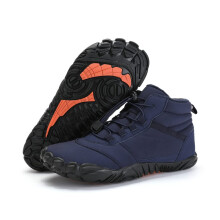 Mens Waterproof Snow Boots with Warm Fur Lining, Anti Slip Winter Hiking and Work Shoes 9.5 UK Navy