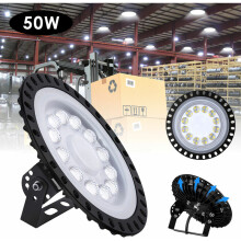 Superhelle UFO-LED-Werkstattleuchte, optimale Wärmeableitung und einfache Installation für Werkstätten, 50 W, 5000 Lumen, 6000 K Tageslichtweiß,