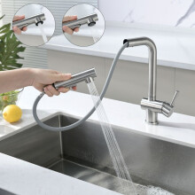Torneira de cozinha versátil com efeito cascata, 3 modos de jato para limpeza personalizada, aço inoxidável de qualidade comercial, pulverizador