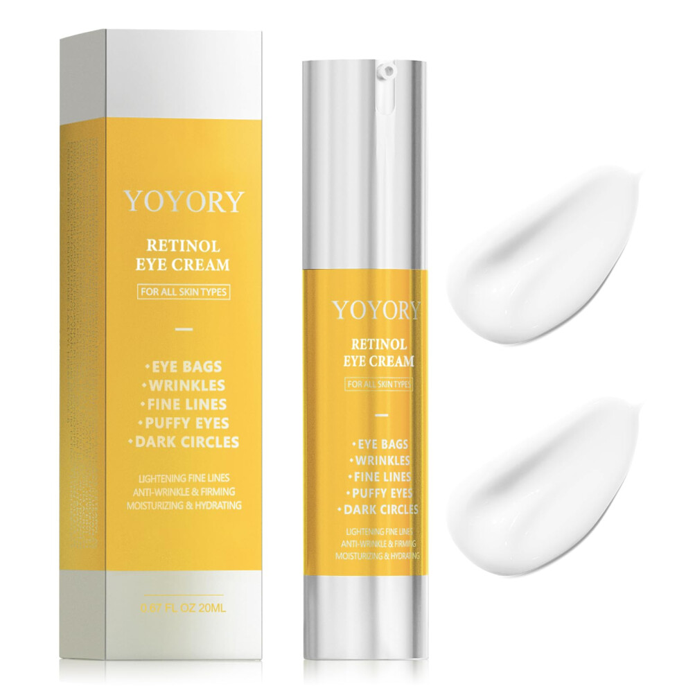 Cream/Dark/Gold Retinol Eye For Circles And Puffiness With Peptides And Ceramides, Anti Aging 0.67Oz