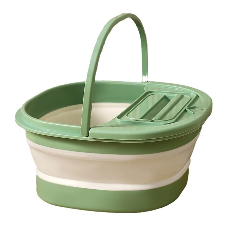 Collapsible Foot Spa Tub with Massage Acupressure, Foldable Basin for Home and Travel, Green White