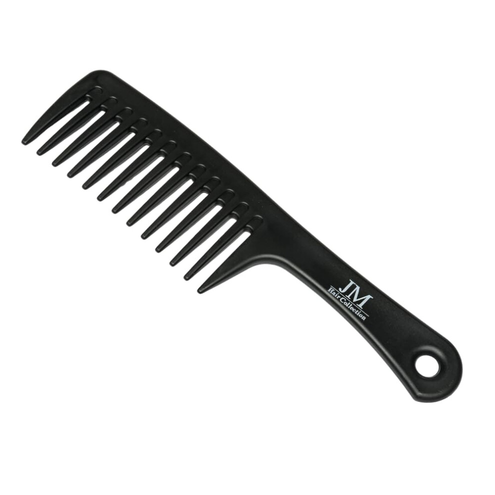 Unisex Black Wide Tooth Detangling Comb For Curly Thick Or Wet Hair With Antifrizz Design And Nonslip Handle