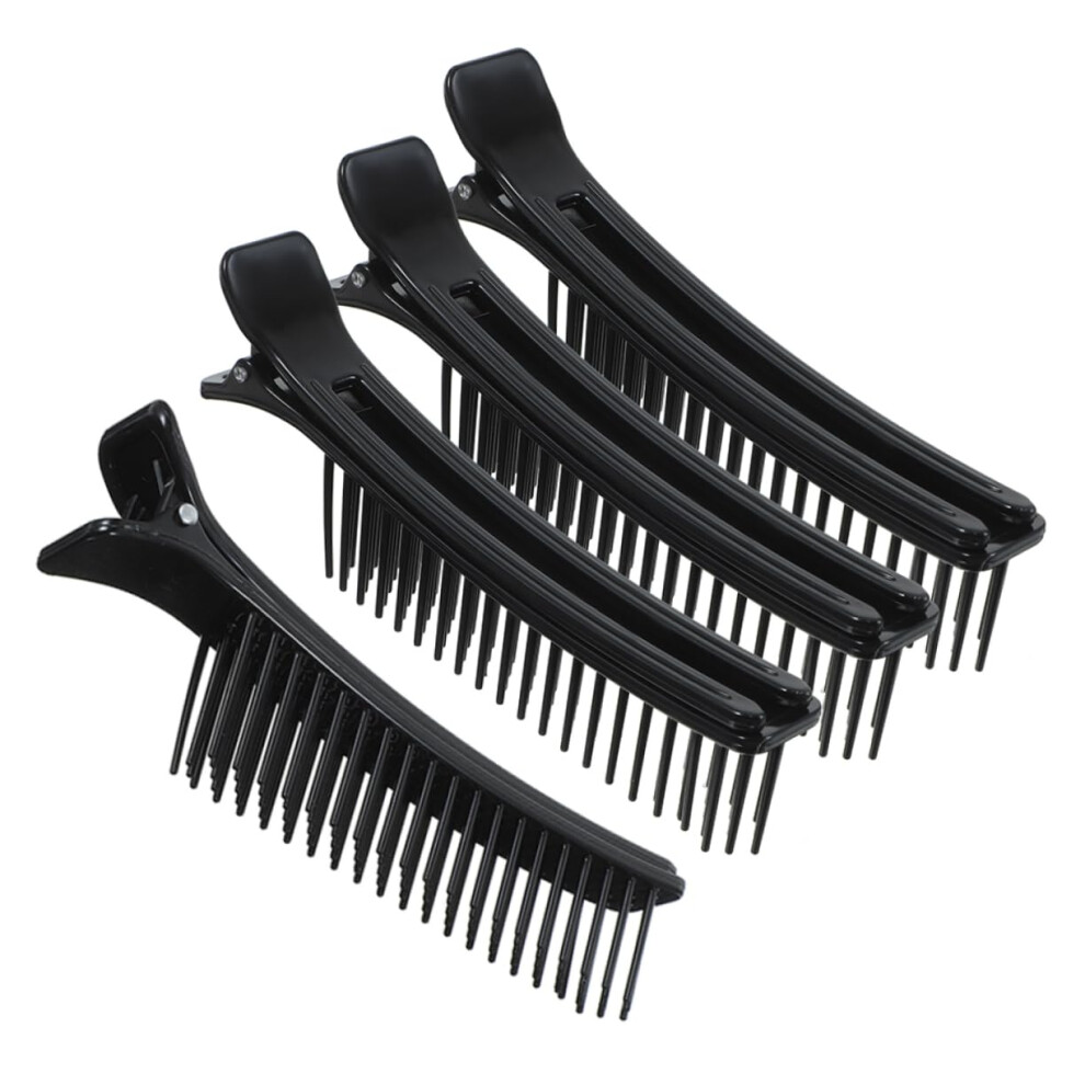 Unisex Black Professional Nonslip Hair Sectioning Clips 4Pcs Salon Clips For Cutting Styling And Coloring