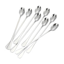Cocktail Stirring Spoons Set of 8, Long Handle Stainless Steel Drink Stirrers for Iced Tea, Ice Cream, Desserts