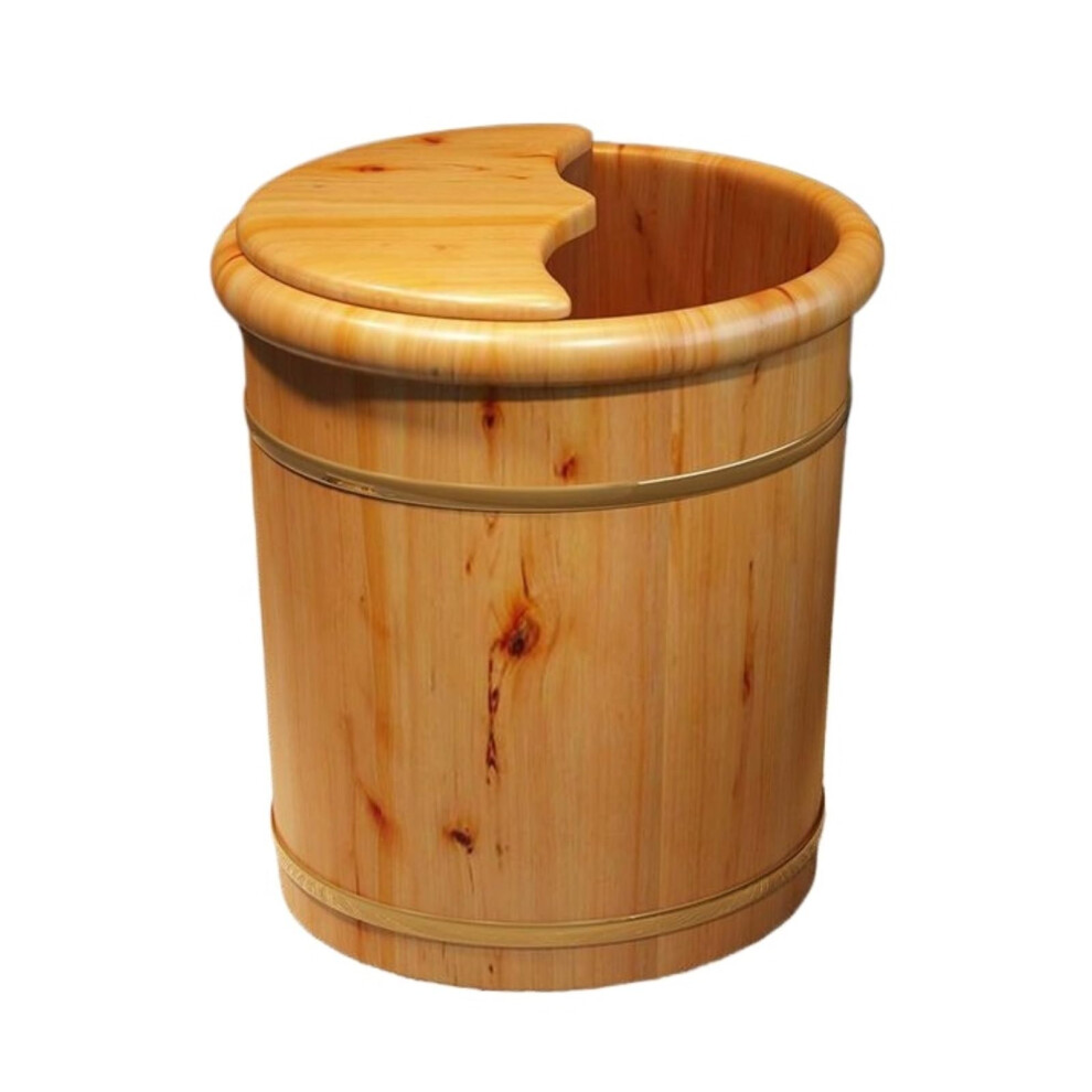 Wooden Foot Bath Bucket 36x40cm Handmade Natural Wood Spa Basin for Comfortable Soaking