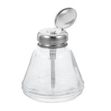 Glass Pump Bottle Push Down Dispenser for Nail Polish Remover Wide Mouth Refillable Container