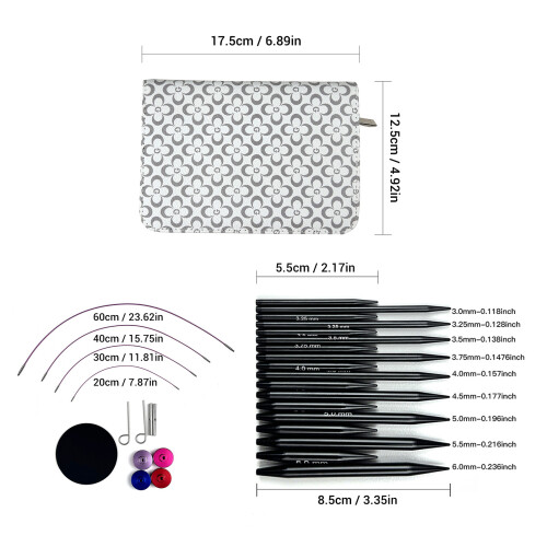 Knitting Needles Circular Interchangeable Set with Storage Bag for Wool Crafts 1
