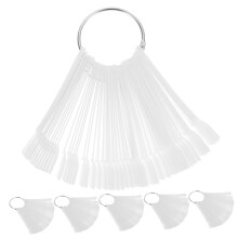 6 Sets Fan Shaped Nail Color Display Sticks with Ring Mount for Salon Practice and Color Preview